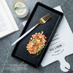 【伯利好】JS-F039-23 简约磨砂北欧长方形盘子陶瓷餐盘汤盘家用菜盘子个性鱼盘西餐摆盘