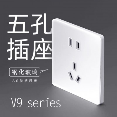 V9肤感白色插座