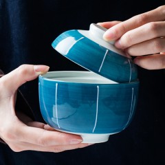 【伯利好】JS-F039-42 陶瓷汤盅带盖日式炖罐炖盅燕窝补品甜品小盅家用饭店餐厅盛汤汤碗