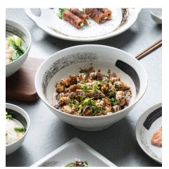 【伯利好】JS-F039-45 8寸日式大号汤碗家用餐厅面馆陶瓷饭菜大碗复古拉面碗雪花釉餐具