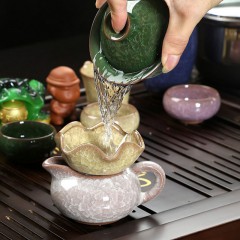 【伯利好】JS-F050-5985985 紫砂茶具套装 整套哥窑电热炉 四合一实木茶盘 家用功夫茶具 一体茶台