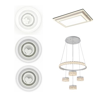 现代灯具套餐1 现代风格灯具5件套 三室两厅吸顶灯 餐厅吊灯